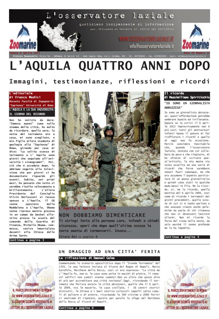 L'osservatore d'Italia edizione del 6 Aprile 2013